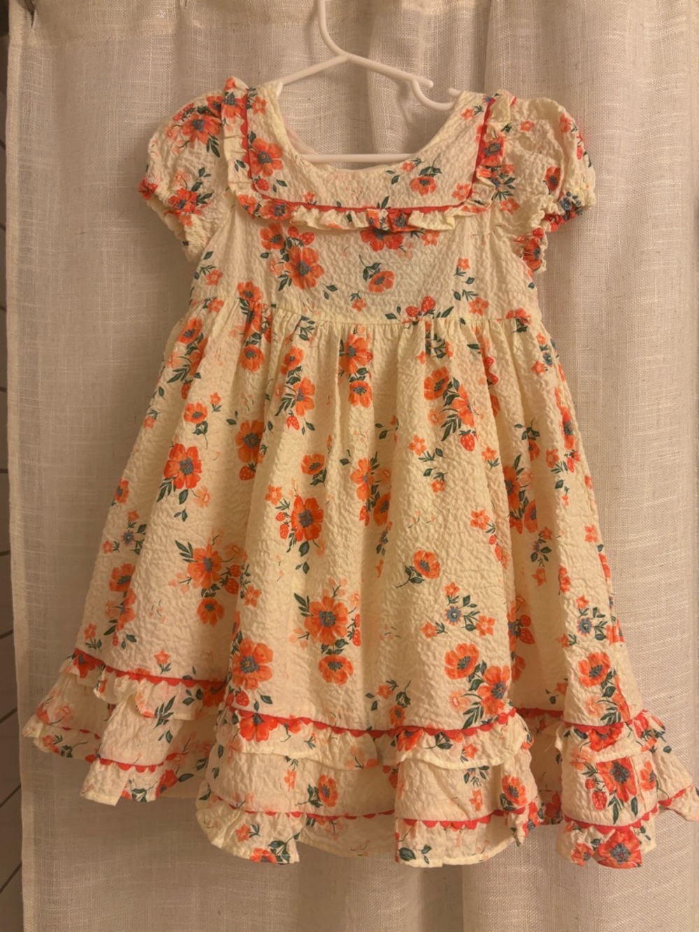 Marshall Cream Dress with Orange Floral Print